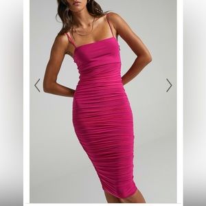 Showpo rushed pink dress Size 10